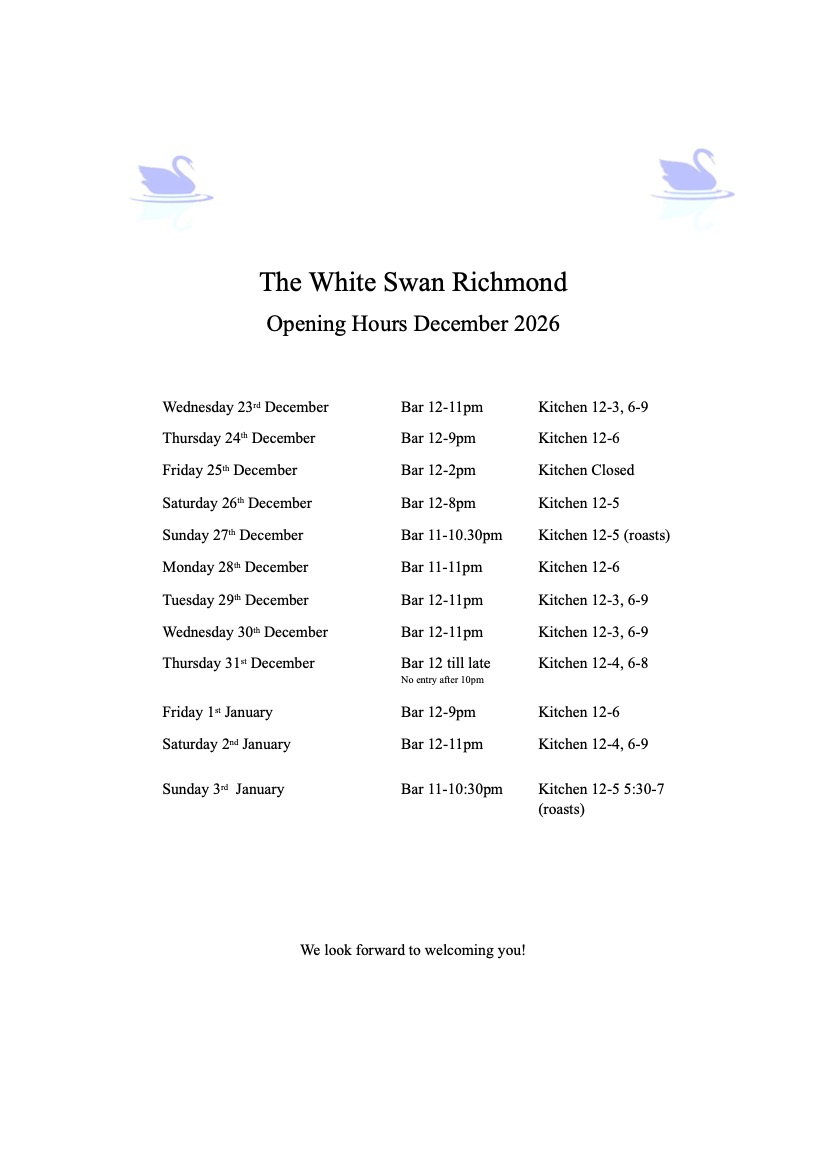 Christmas 26 Opening Times Christmas 26 Opening Times